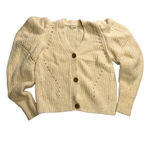 Ulla Johnson Beige Knit Cardigan with Wooden Buttons